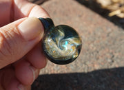 Glass Planet Pendants with Opals and Cremation Ashes